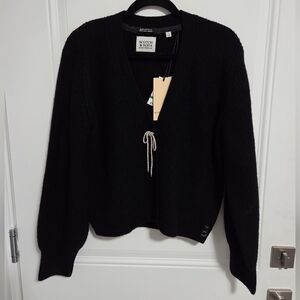 NWT - Scotch & Soda Women's Wool Blended Embellished Bow Cardigan - Size L